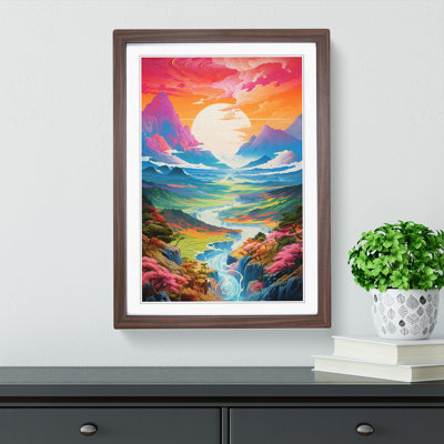Japanese Mountains Futurism - Framed Print
