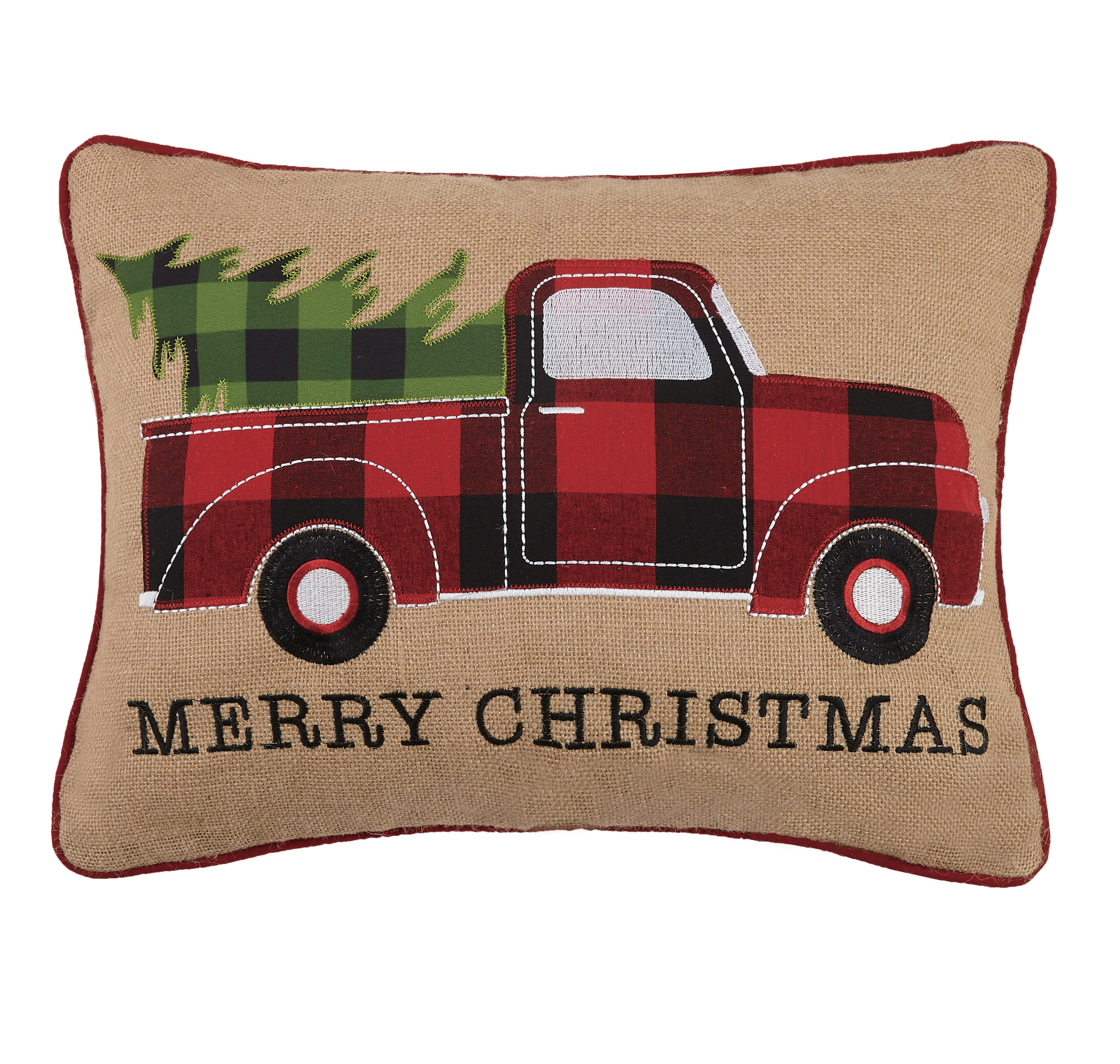 Christmas Tree Truck Lumbar Pillow