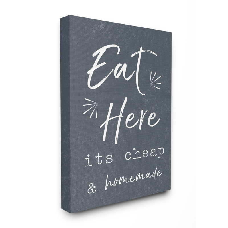 «Eat Here Home Cuisson Marine» par Daphne Polselli, reproduction d'art textuel sur toile, H 20 po x l 16 po, Toile tendue