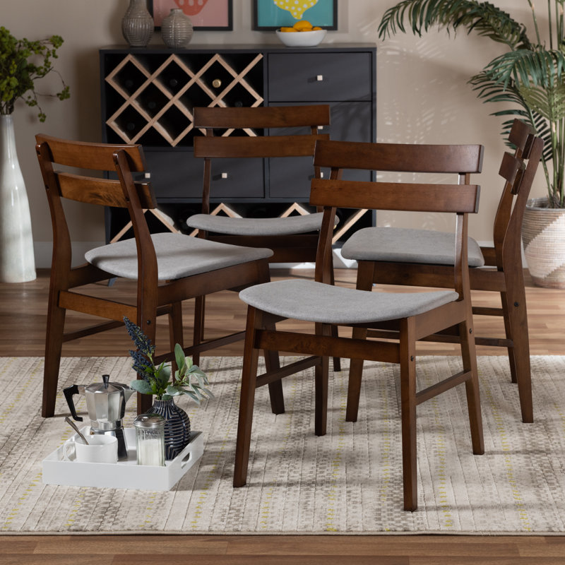 Katreina 17.7'' H Upholstered Walnut Side Chair, Light Gray