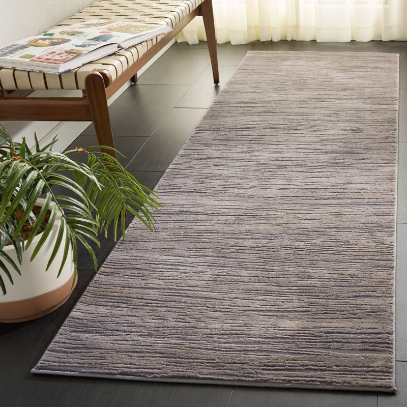 Tapis ivoire / gris Edvin, Tapis de couloir 2 pi 7 po x 8 pi