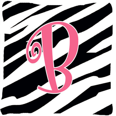 Monogramme initiale Zebra Stripe jet intérieur/extérieur oreiller