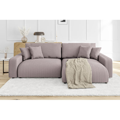  Gisela Sleeper Corner Sofa Chaise Bed with Storage Cord Fabric