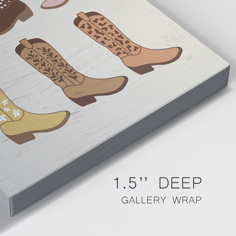 Bottes de cow-boy sur toile, H 8 po x l 8 po x P 1,5 po