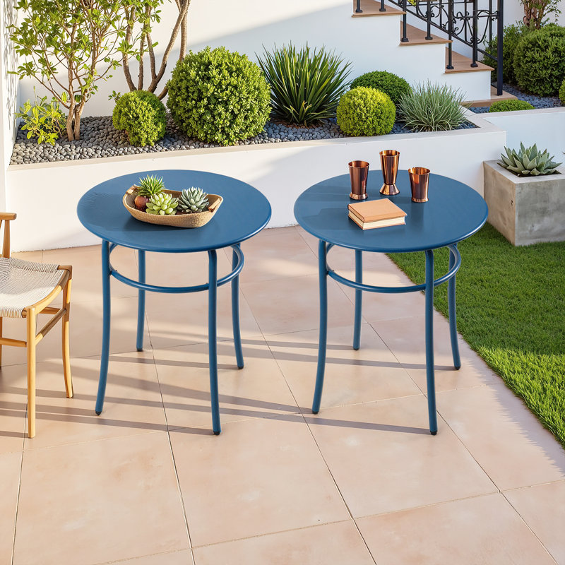 Round Tall High Standing Table For Patio, Metal Tall Bistro Table Set Of 2, High Bar Table For Small Spaces, Tall Outdoor End Table Coffee Table For Porch Garden Poolside Backyard