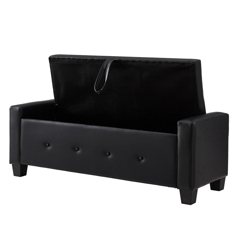 Banc rembourré capitonné avec rangement, Black