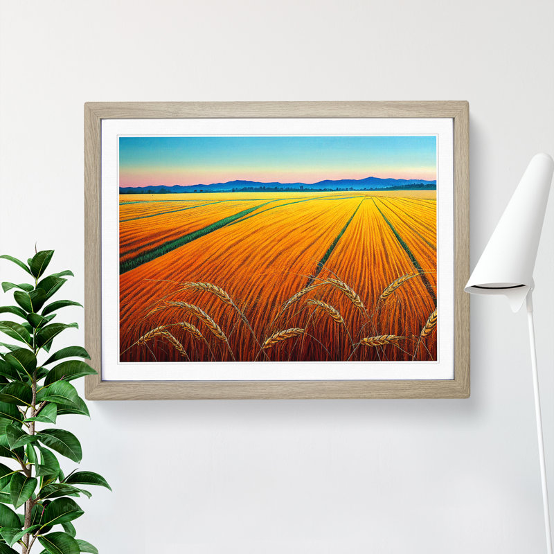 Wholesome Wheat Field - Framed Print, 25cm H x 34cm W x 2cm D, Oak Framed
