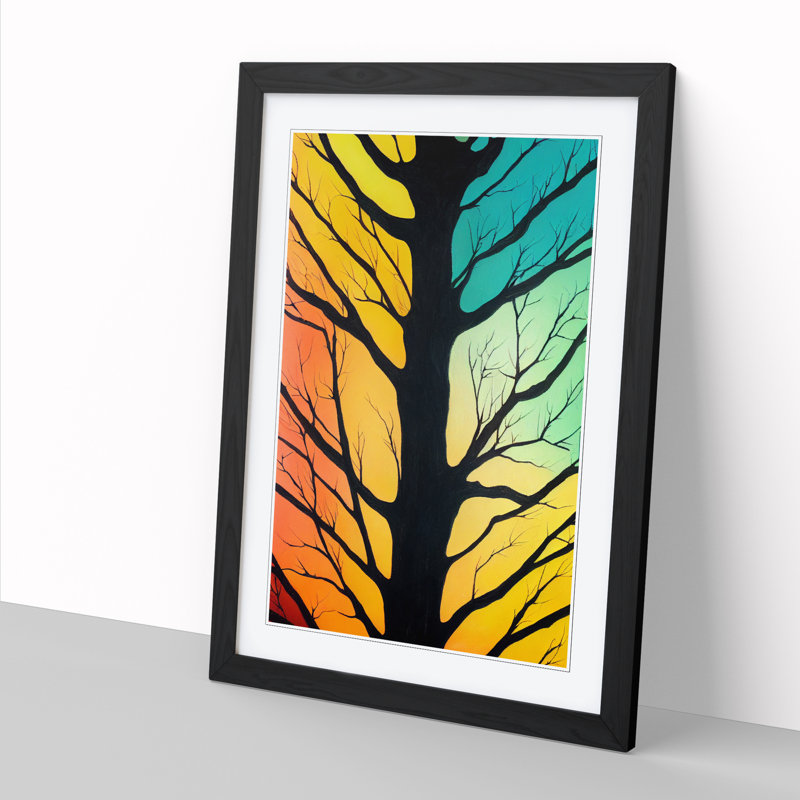 FRM-V0523-30X Abstract Tree Vol.1 1 Piece Single Picture Frame Wall Art, 34cm H x 25cm W x 2cm D, Oak Framed