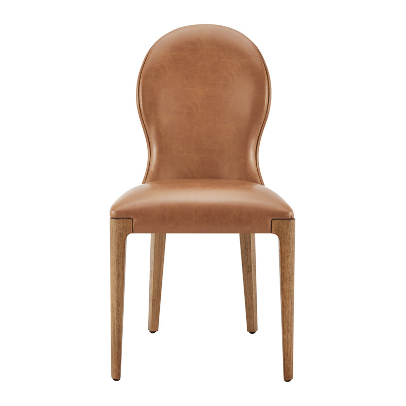 Caidyn Upholstered Dining Side Chair, Faux Leather Brown