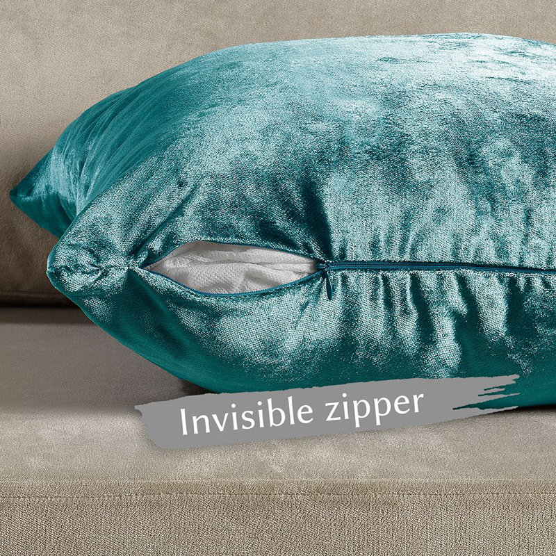 Housse de coussin en velours brillant, Azure, Carré de 22 po
