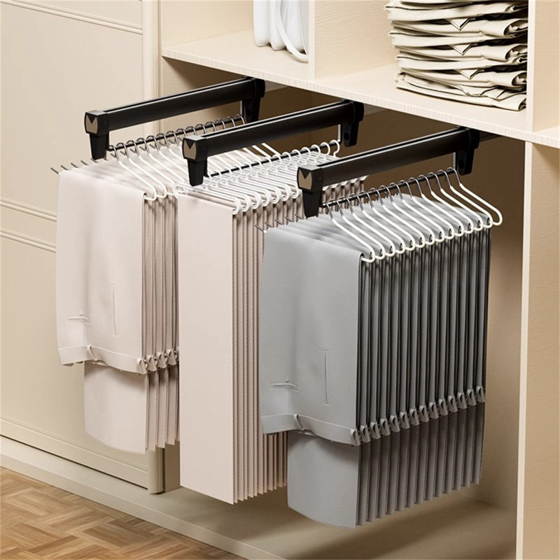 Porte-pantalons rétractable avec rail coulissant, H 4,13 po x l 1,98 po x P 22,04 po