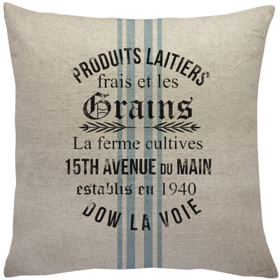 French Grain Sack Square Linen Throw Pillow