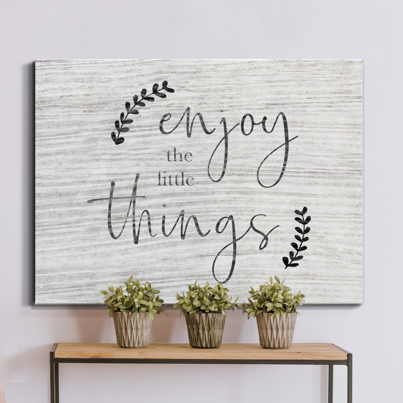 Enjoy the Little Things - Reproduction d'art textuel sur toile tendue, H 27 po x l 18 po x P 1 po