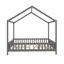 Lit double Montessori en forme de maison avec auvent et balustrades haute sécurité-125669226
