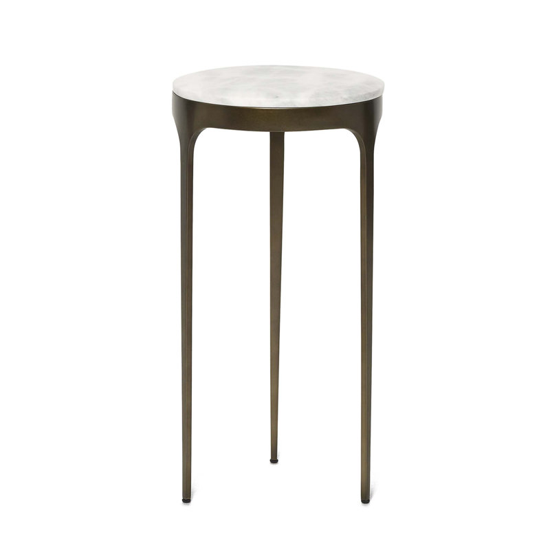 Camilla Marble End Table, Antique Bronze, Terra Brown, 22" H x 11" W x 11" D