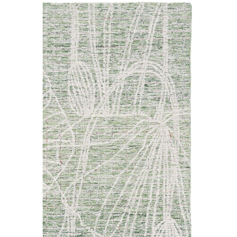 Tapis en laine / coton touffeté à la main Heatherlynn - vert / ivoire, Rectangle 4pi x 6 pi