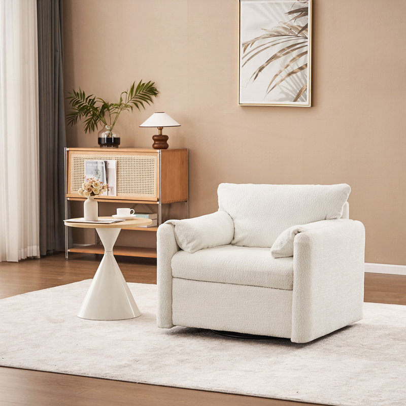 Fauteuil d'appoint pivotant en tissu chenille pivotant à 360 °