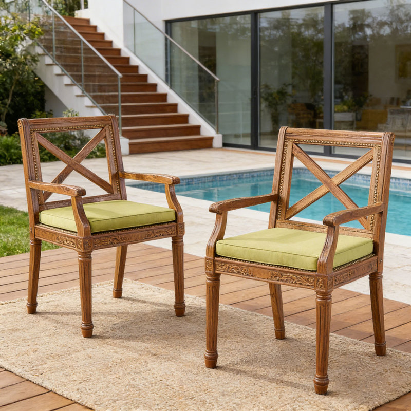 Chaise longue de patio 2 pièces, Vert
