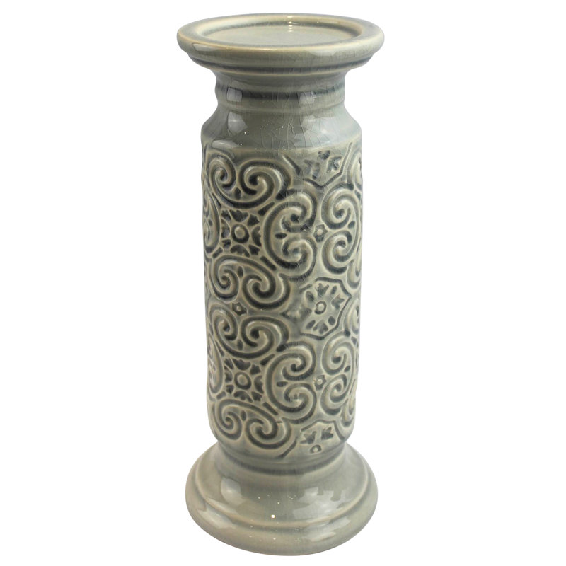 Chandelles en céramique scroll, Gris