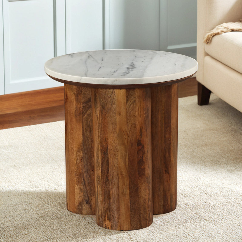 Marble and Mango Wood Accent Table