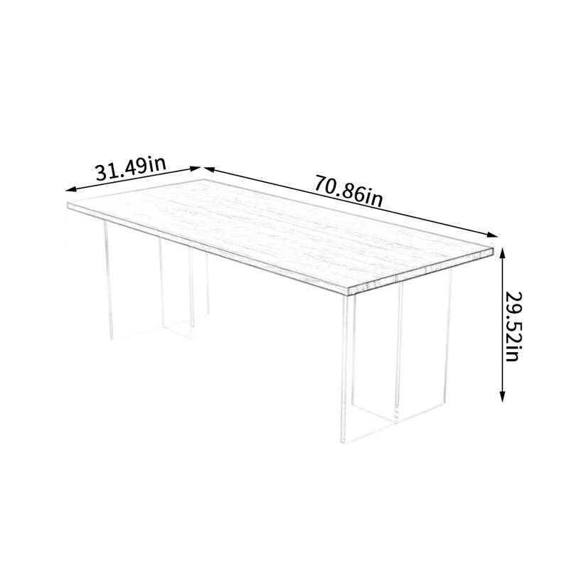 Solid Wood Top Dining Table, 31.49" W x 70.86" L