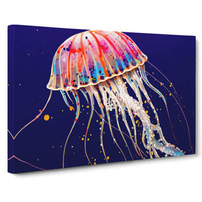 Painted Jellyfish Abstract - Wrapped Canvas Painting