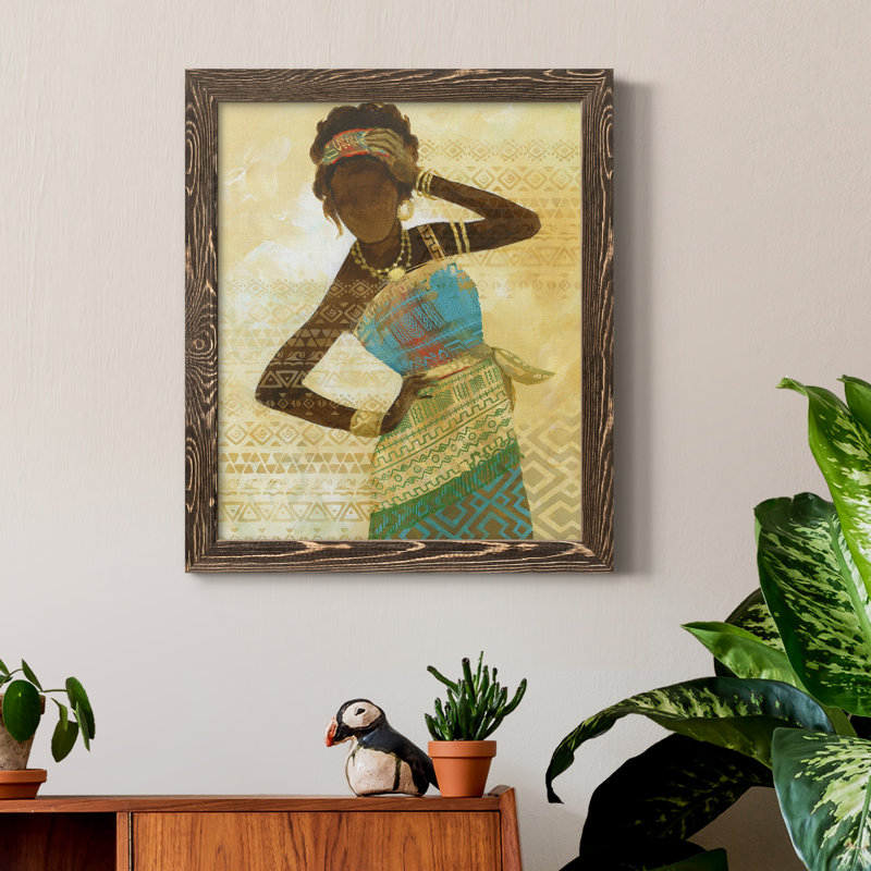 Tribal Vision II - peinture sur toile encadrée, H 20 po x l 17 po x P 1,5 po, Toile avec cadre en noyer