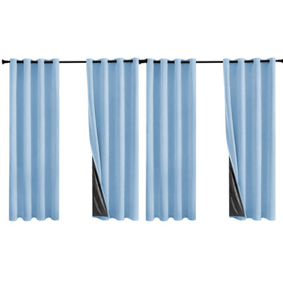 MEI SI MENG SHA 100% Blackout Curtains, Solid Color Thermal Insulated Grommet Window Drapes, Easy Install Ready-Made Curtain Panels For Bedroom (Set Of 4)