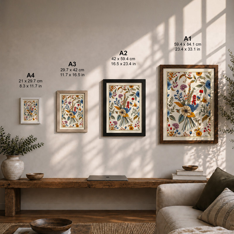 Bouquet Botanical - Framed Print, Black, A3 - 42.0 x 29.7 cm