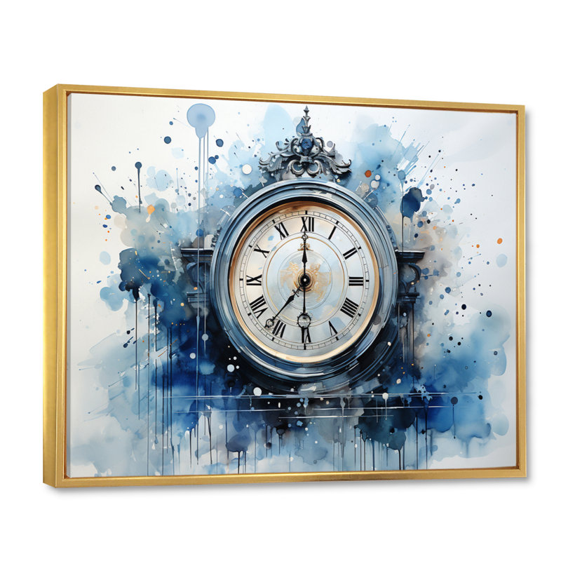 Horloge, art moderne, H 16 po x l 32 po x P 1 po, Cadre flottant doré