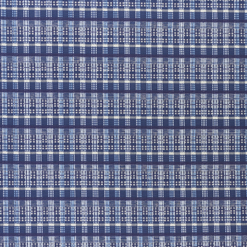 Zealand Check Fabric, Blue/ Medium Blue/ White