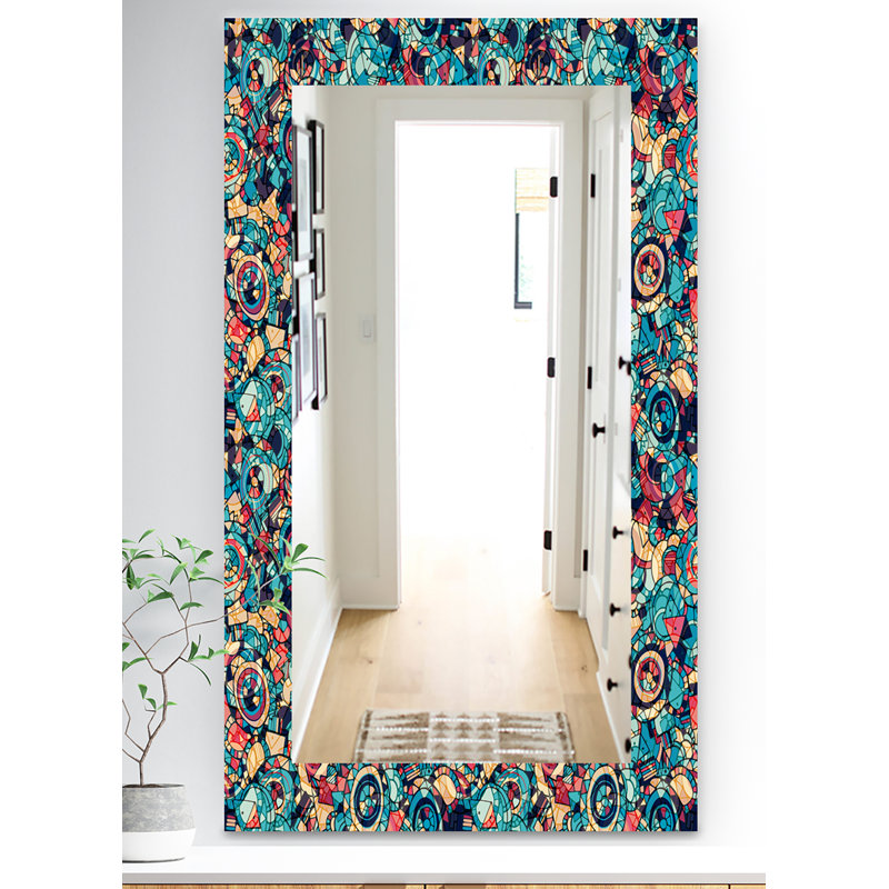 Géométrique dessiné à la main - miroir moderne - miroir mural imprimé, H 39,4 po x l 29,5 po