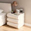 Ensemble de 2 tables de chevet modernes en similicuir blanc à 3 tiroirs, entièrement assemblées pour la chambre à coucher-1585590134