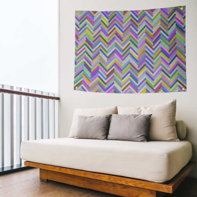 Tapisserie murale chevrons, H 50 po x l 59 po, Mauve