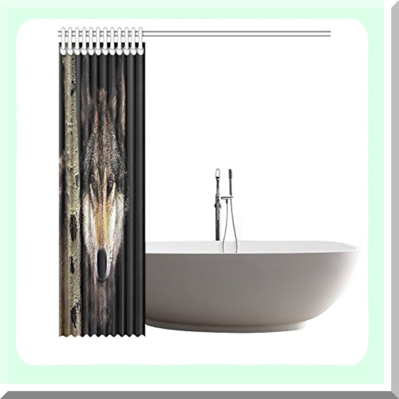 Wild Wolf Birch Tree Shower Curtain - Polyester Fabric Bathroom Decor