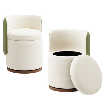 Upholstered Swivel Accent Vanity Stools With 22L Hidden Storage