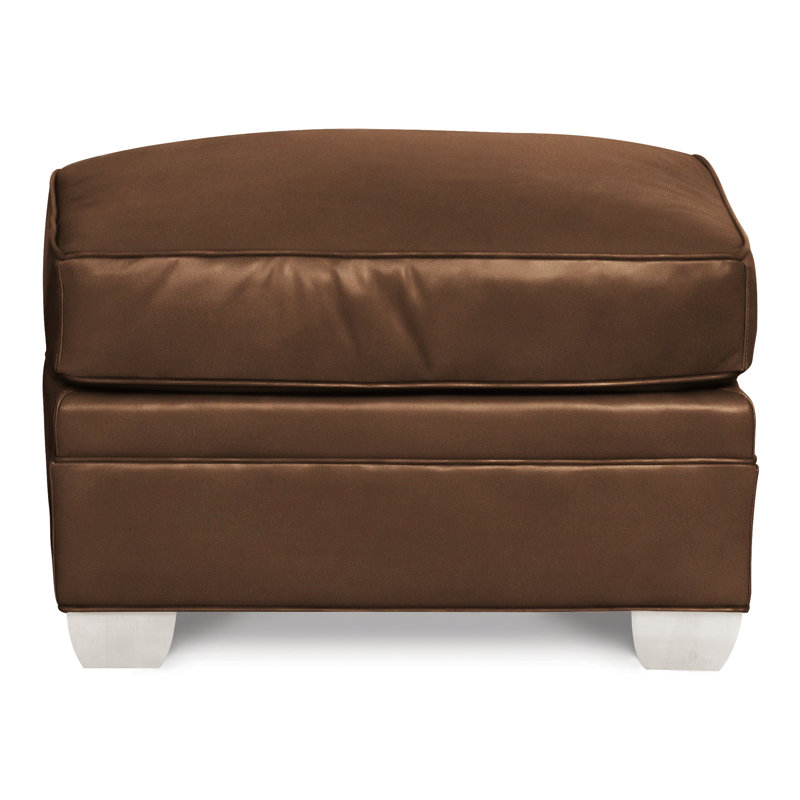 Hillcrest 28" Ottoman, Gatsby Brown Sugar Genuine Leather, Casa Blanca