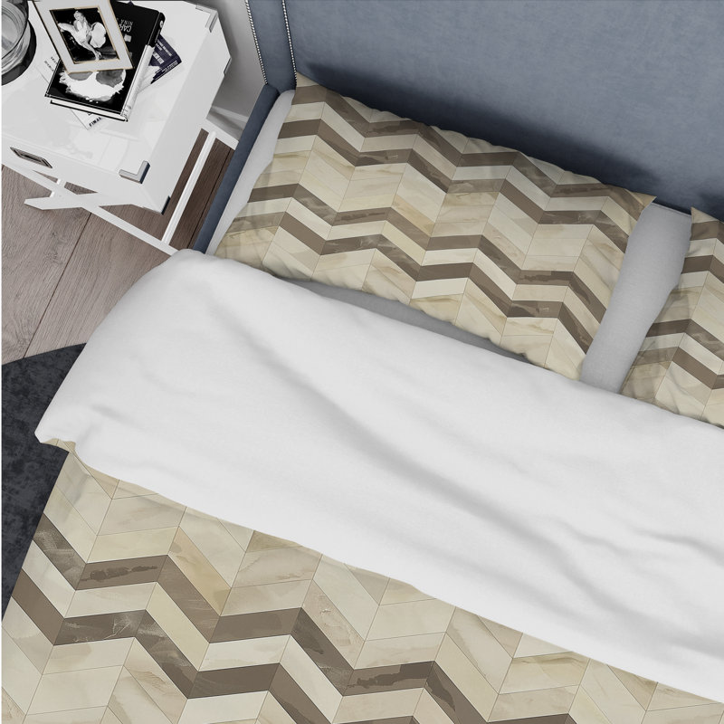Ensemble de housse de couette Beige Chevron Dreams II - Modern, Housse de couette très grand et 2 très grandes t