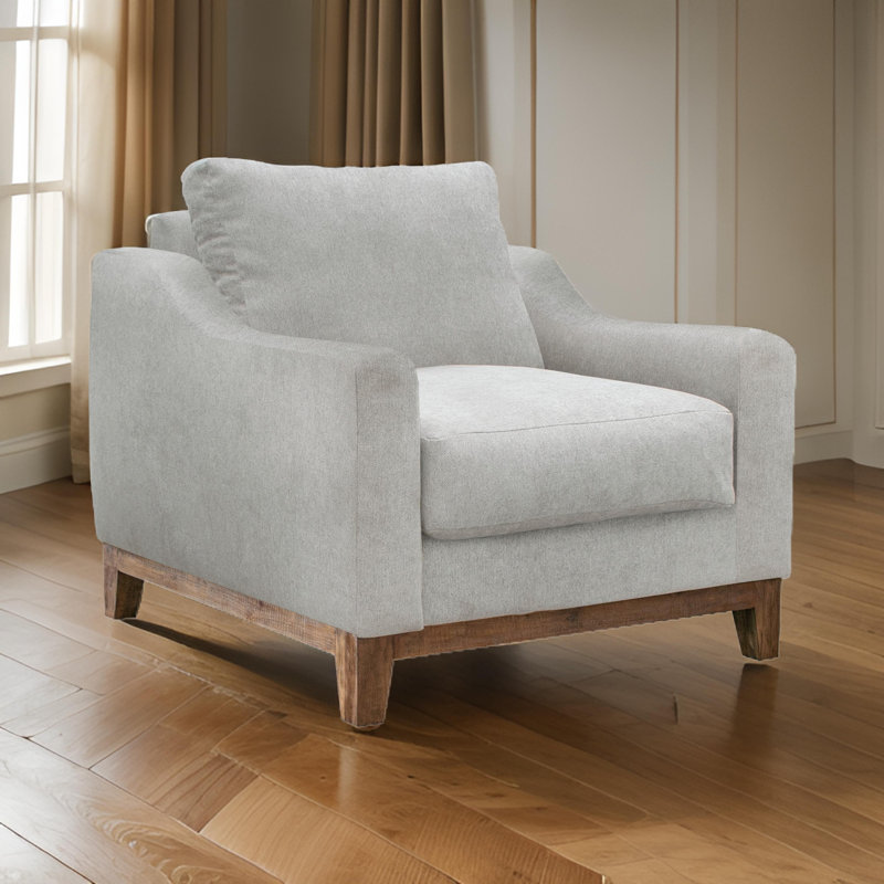 Structure et base en bois Olivo, tissu de fauteuil, Cognac Faux Leather, H 35 po x l 38,5 po x P 36,5 po