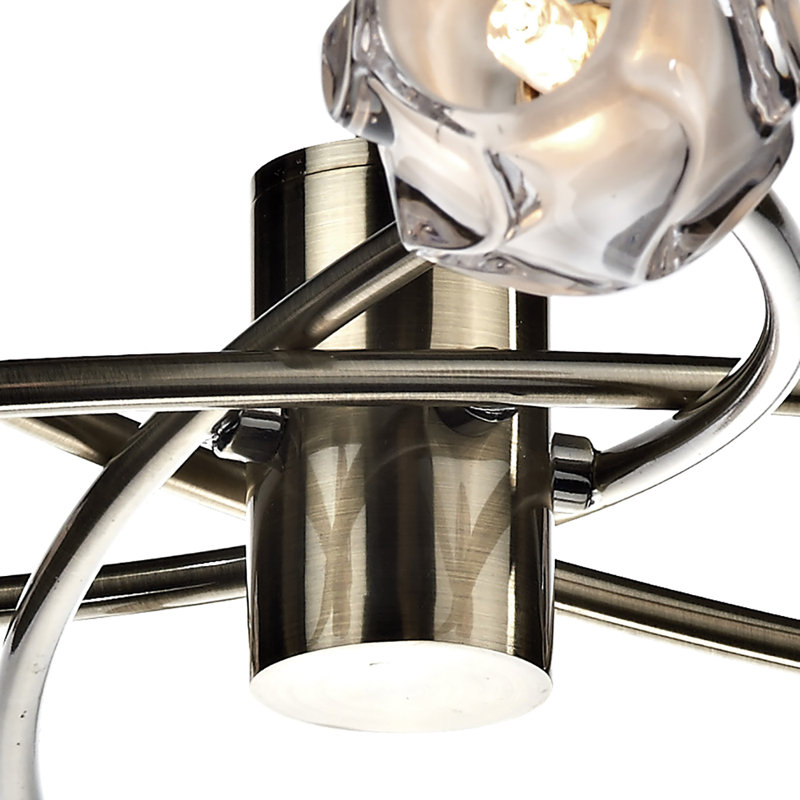 Mcdermott Glass Semi Flush Mount, Antique Brass