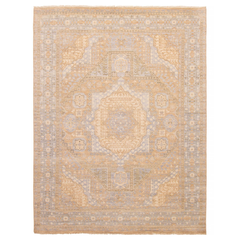Tapis mamelouk noué à la main de conception unique 9 pi 2 po x 11 pi 9 po