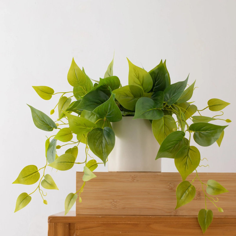 Faux feuillage en pot en céramique, 2, Blanc