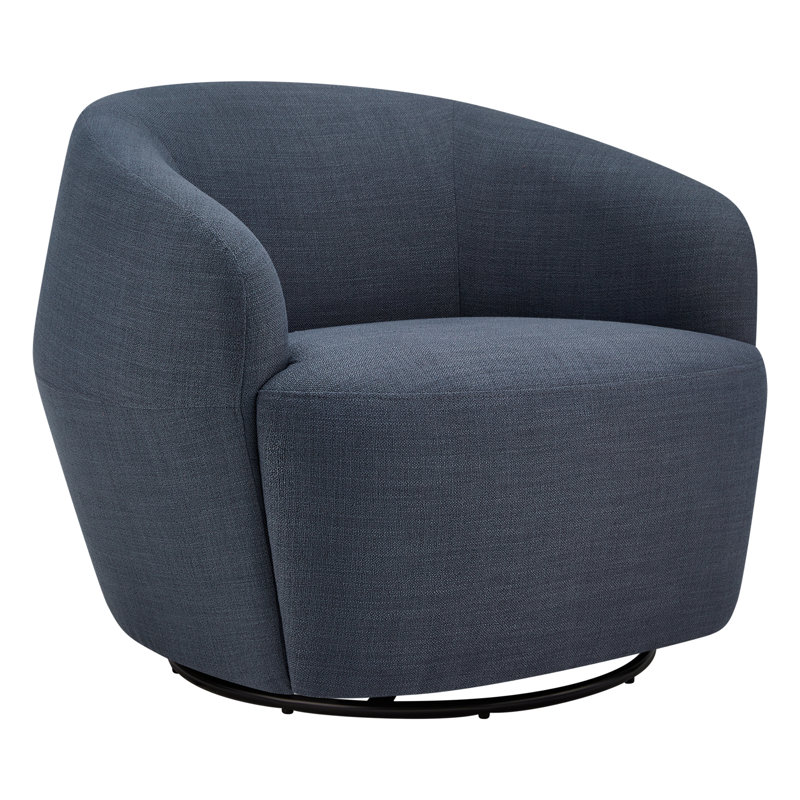Fauteuil demi-tonneau pivotant rembourré Ingetraut, Indigo Effie