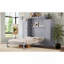 Lit plateforme grand lit escamotable, grand lit escamotable avec 2 garde-robes et tablette de rangement, cadre de lit plateforme pliable multifonctionnel pour chambre d'amis, chambre à coucher, gris-892880767-892880762
