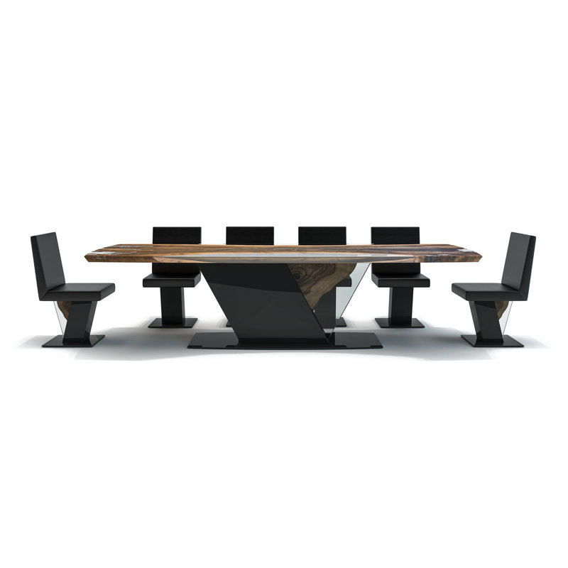 Evandros Walnut Wood Dining Table, 29.5"H x 108.3"L x 48"W