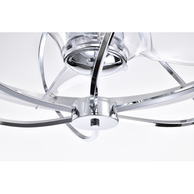 Elisabeta Chrome Ceiling Fan Chandelier with LED Light and Remote
