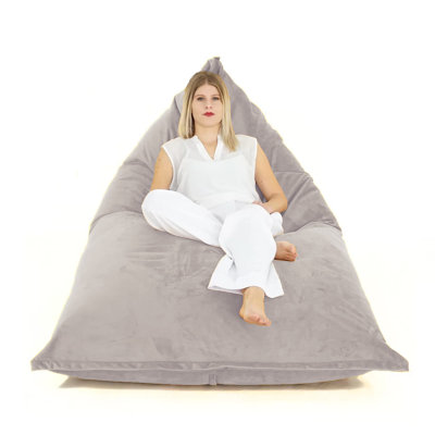 Extra Large Gigami Triangular Velvet Bean Bag Cover -78.75" X 52.75" - Ivory