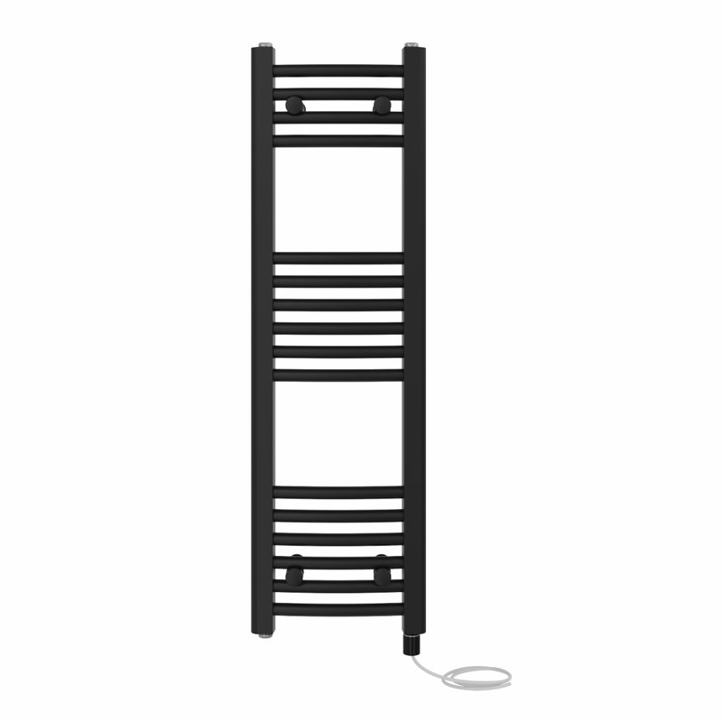 Gorrell Curved Towel Rail Heated Towel Rails, Black, 100cm H x 30cm W x 3.4cm D