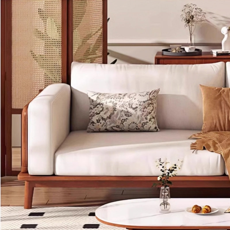 Retro White Straight - line Sofa