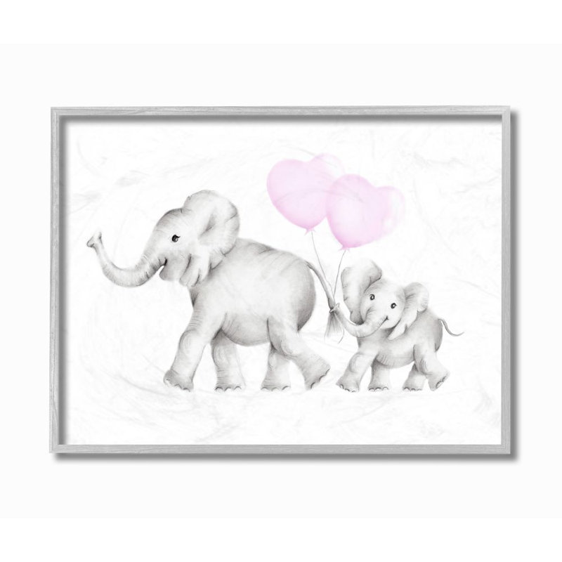 Maman et bébé éléphants par Studio Q - impression, Estampe numérique Farmhouse, L 11 po x H 14 po